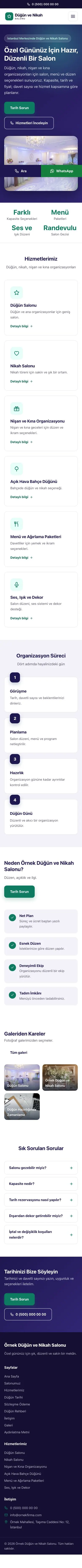 Klasik Lacivert Turkuaz – Düğün ve Nikah Salonu Web Sitesi mobil görünümü