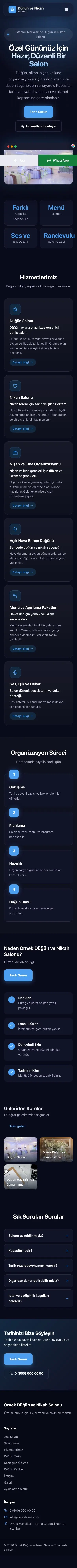 Koyu Modern Lacivert Mavi – Düğün ve Nikah Salonu Web Sitesi mobil görünümü