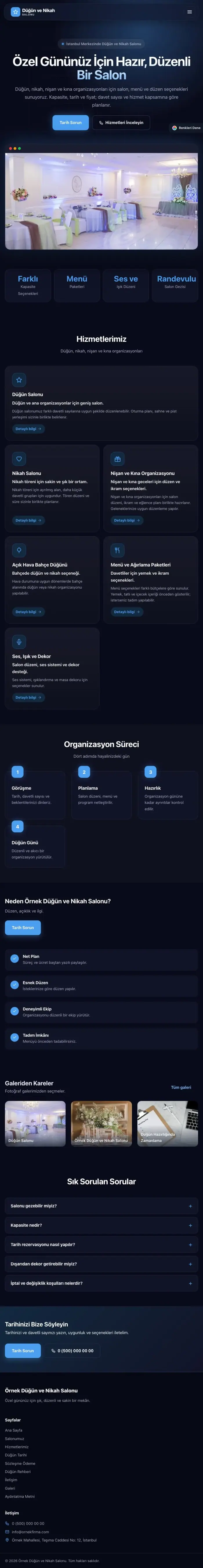 Koyu Modern Lacivert Mavi – Düğün ve Nikah Salonu Web Sitesi tablet görünümü