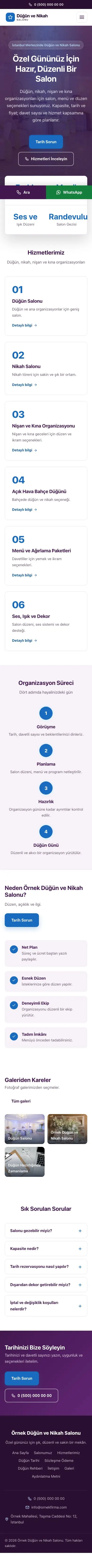 Merkez Mor Mavi – Düğün ve Nikah Salonu Web Sitesi mobil görünümü