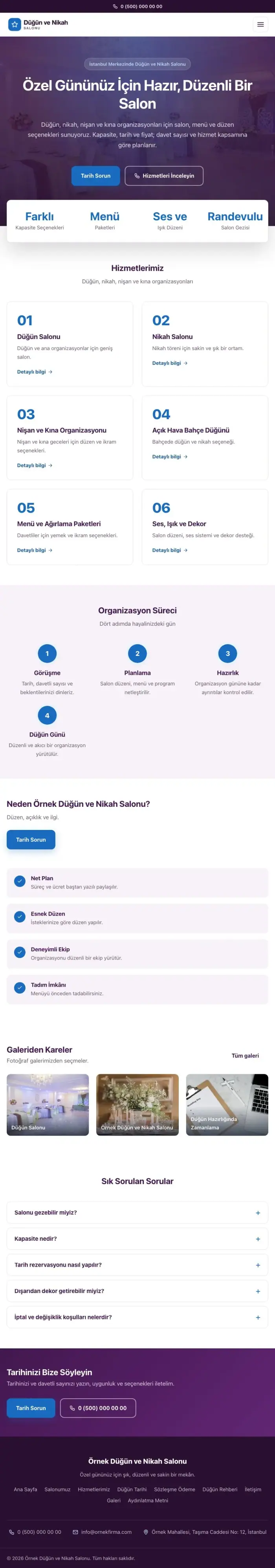 Merkez Mor Mavi – Düğün ve Nikah Salonu Web Sitesi tablet görünümü