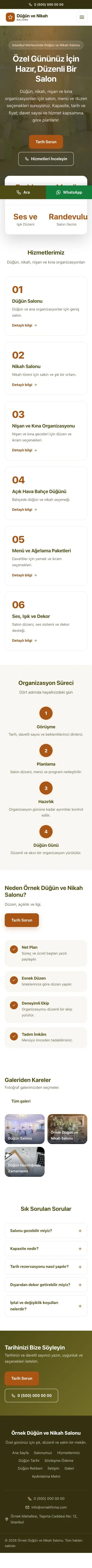 Merkez Zeytin Turuncu – Düğün ve Nikah Salonu Web Sitesi mobil görünümü