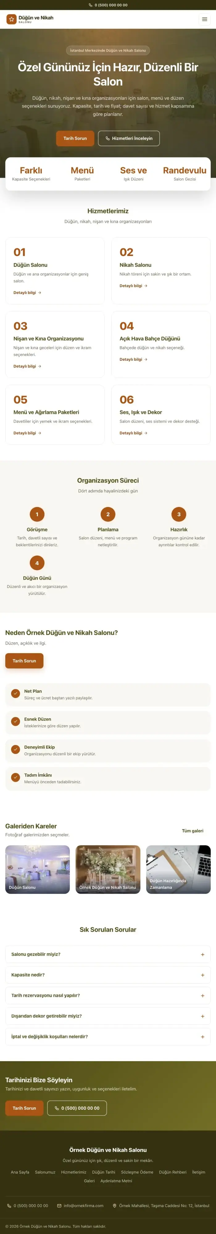 Merkez Zeytin Turuncu – Düğün ve Nikah Salonu Web Sitesi tablet görünümü