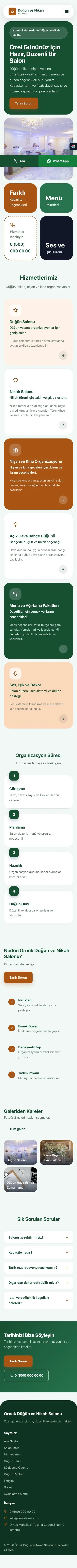 Mozaik Yeşil Turuncu – Düğün ve Nikah Salonu Web Sitesi mobil görünümü