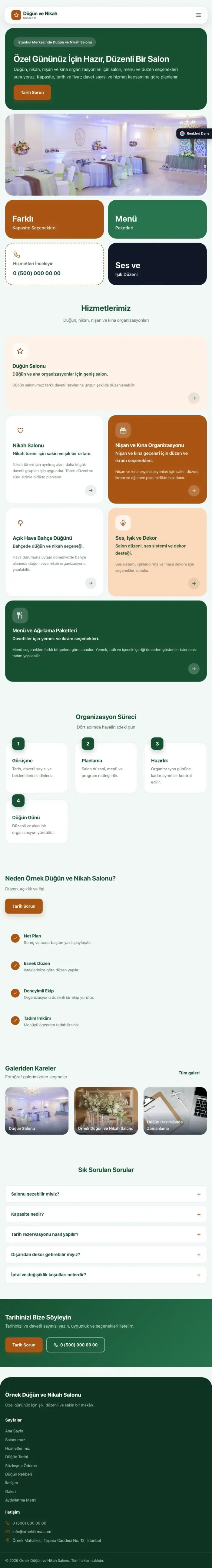 Mozaik Yeşil Turuncu – Düğün ve Nikah Salonu Web Sitesi tablet görünümü