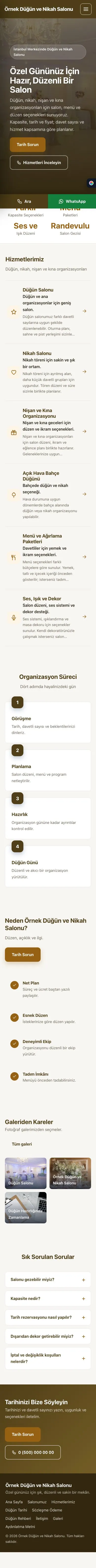 Sol Menü Kahve Turuncu – Düğün ve Nikah Salonu Web Sitesi mobil görünümü