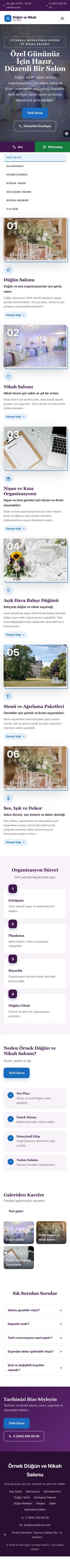 Zigzag Mor Mavi – Düğün ve Nikah Salonu Web Sitesi mobil görünümü