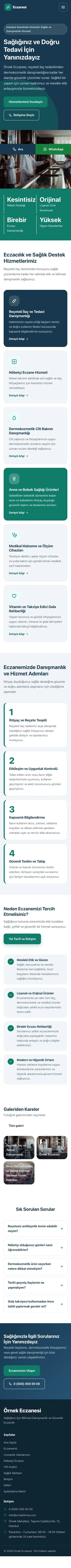Blok Mavi Turkuaz – Eczane Web Sitesi mobil görünümü