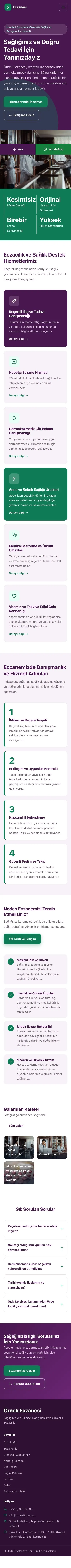Blok Mor Turkuaz – Eczane Web Sitesi mobil görünümü