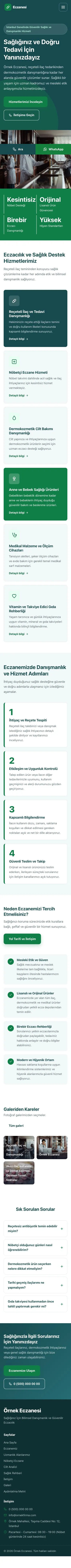 Blok Petrol Yeşil – Eczane Web Sitesi mobil görünümü