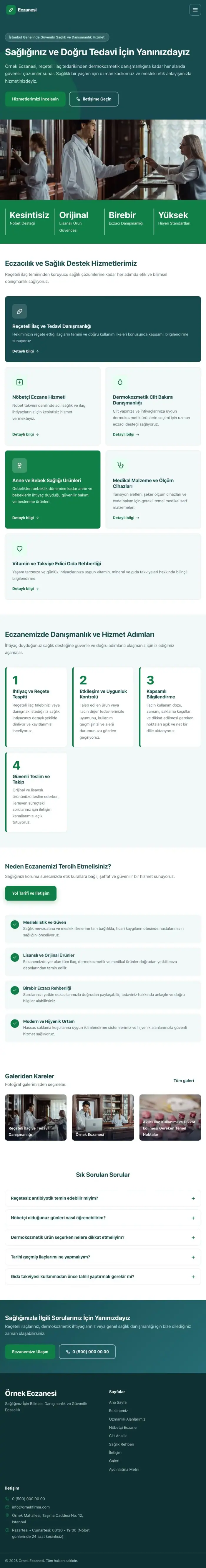 Blok Petrol Yeşil – Eczane Web Sitesi tablet görünümü