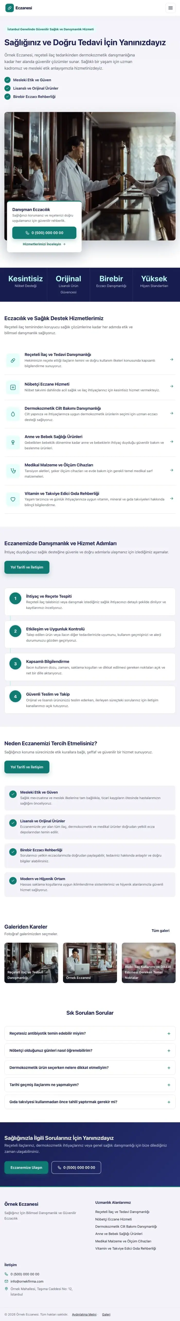 Bölünmüş Lacivert Turkuaz – Eczane Web Sitesi tablet görünümü