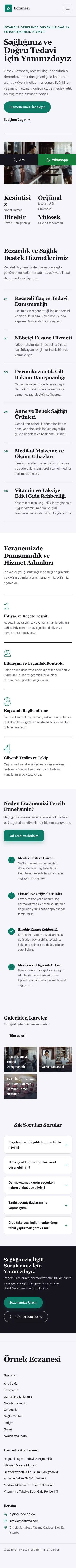 Editoryal Lacivert Turkuaz – Eczane Web Sitesi mobil görünümü
