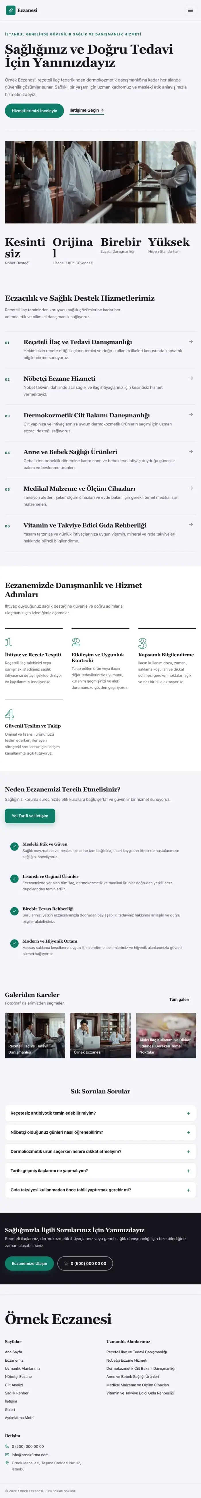Editoryal Lacivert Turkuaz – Eczane Web Sitesi tablet görünümü