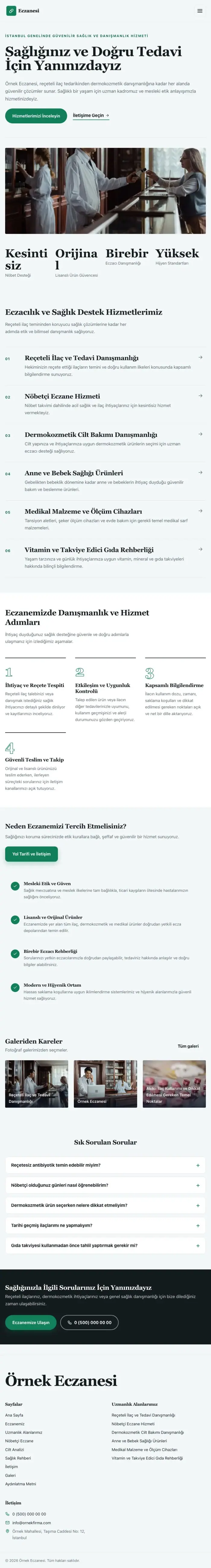 Editoryal Mavi Turkuaz – Eczane Web Sitesi tablet görünümü
