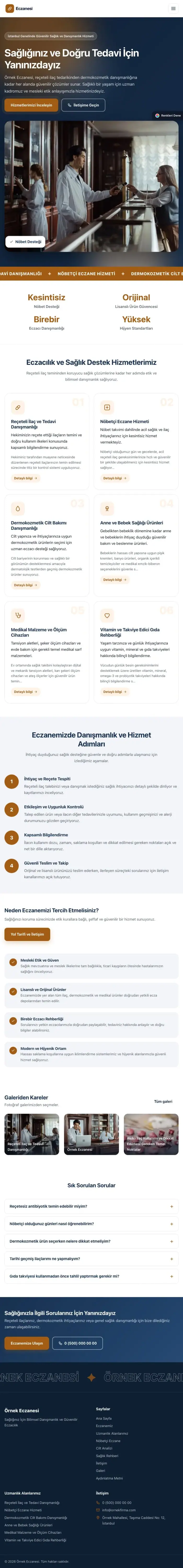 Hareketli Mavi Turuncu – Eczane Web Sitesi tablet görünümü