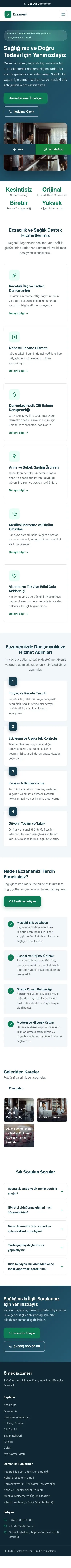 Klasik Mavi Turkuaz – Eczane Web Sitesi mobil görünümü