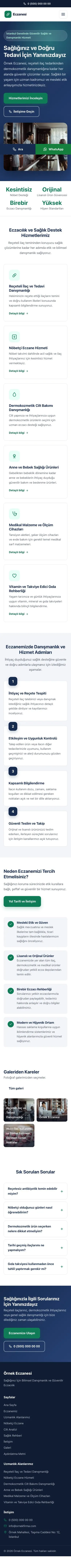 Klasik Mavi Turkuaz II – Eczane Web Sitesi mobil görünümü