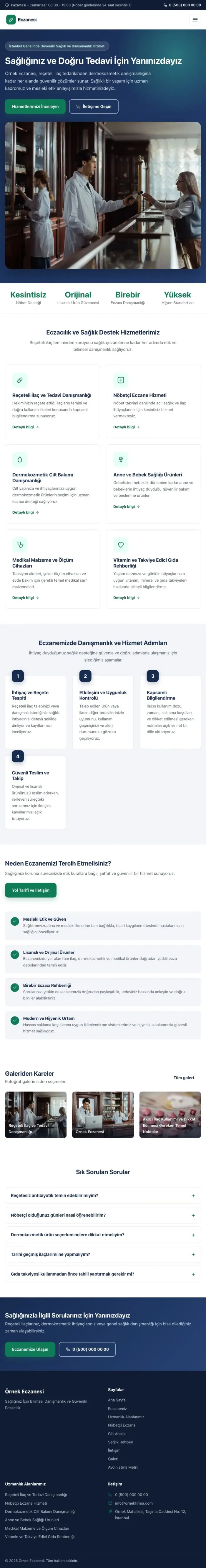 Klasik Mavi Turkuaz II – Eczane Web Sitesi tablet görünümü