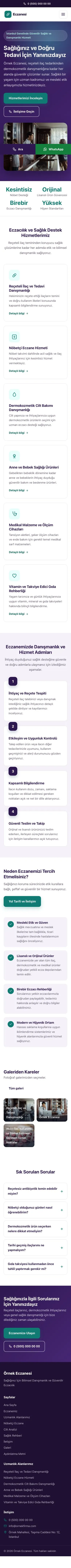 Klasik Mor Turkuaz – Eczane Web Sitesi mobil görünümü