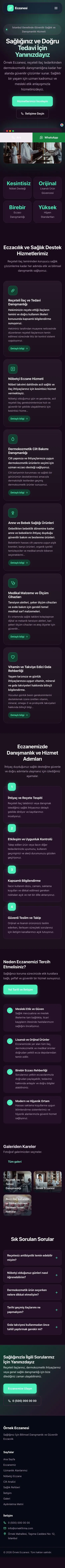 Koyu Modern Mor Turkuaz – Eczane Web Sitesi mobil görünümü
