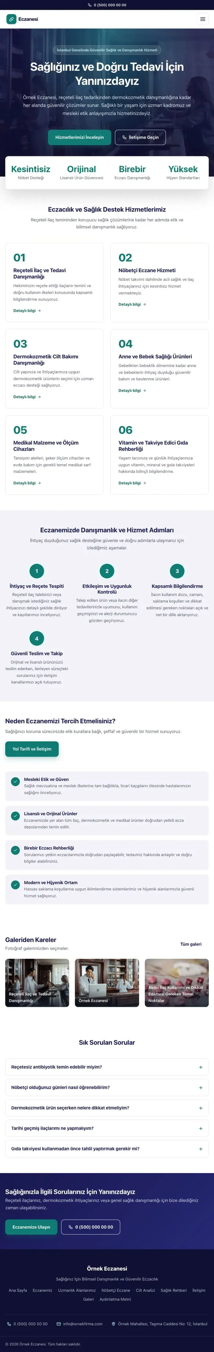 Merkez Lacivert Turkuaz – Eczane Web Sitesi tablet görünümü