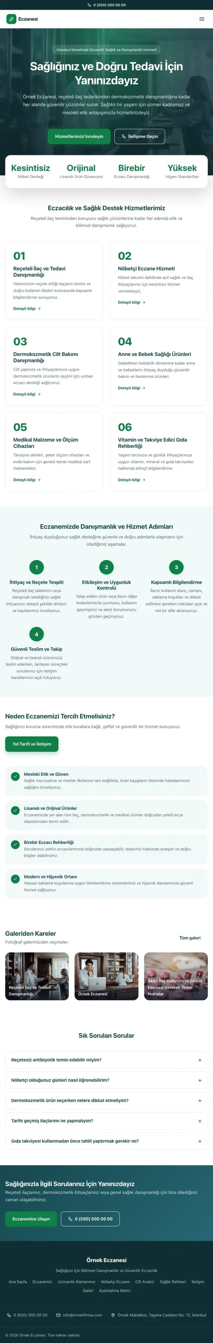 Merkez Petrol Yeşil – Eczane Web Sitesi tablet görünümü