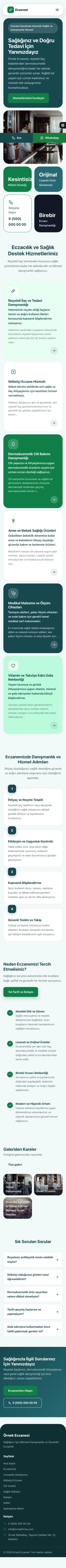 Mozaik Petrol Yeşil – Eczane Web Sitesi mobil görünümü