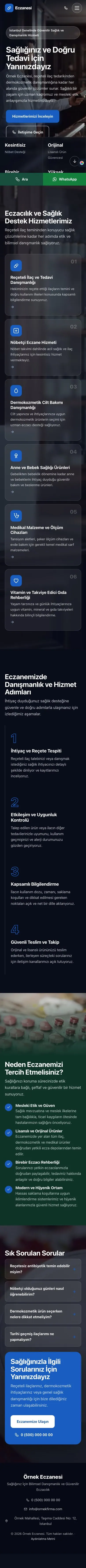 Tam Ekran Petrol Mavi – Eczane Web Sitesi mobil görünümü