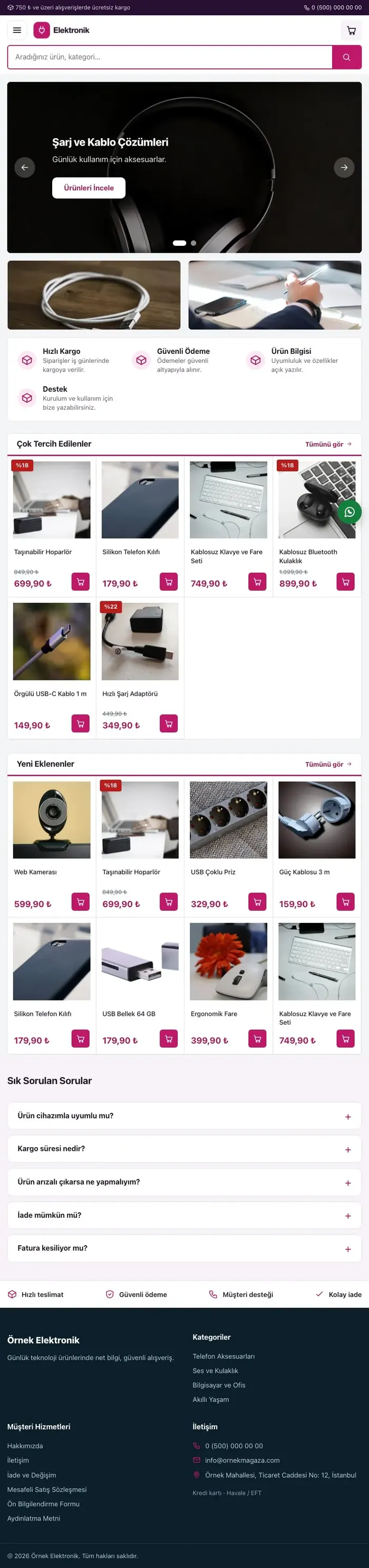 Pazar Yeri Mor Pembe – Elektronik E-ticaret Sitesi tablet görünümü
