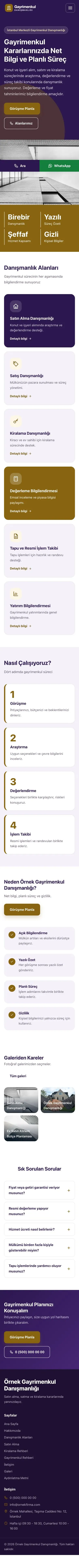 Blok Mor Amber – Emlak Danışmanlığı Web Sitesi mobil görünümü