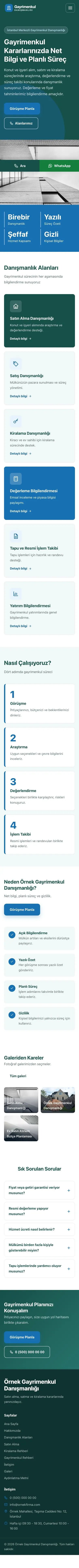 Blok Petrol Mavi – Emlak Danışmanlığı Web Sitesi mobil görünümü