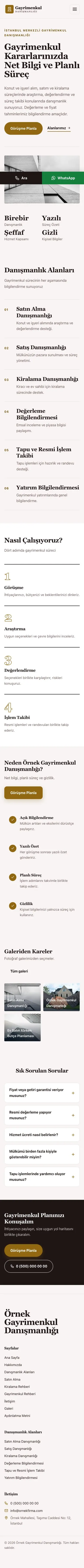Editoryal Bordo Amber – Emlak Danışmanlığı Web Sitesi mobil görünümü