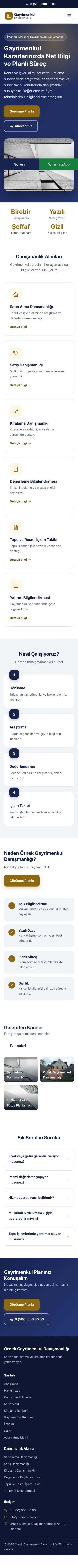 Klasik Lacivert Amber – Emlak Danışmanlığı Web Sitesi mobil görünümü