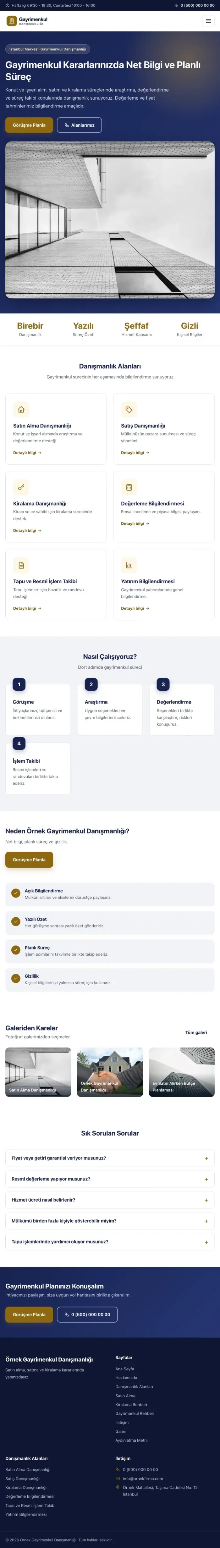 Klasik Lacivert Amber – Emlak Danışmanlığı Web Sitesi tablet görünümü