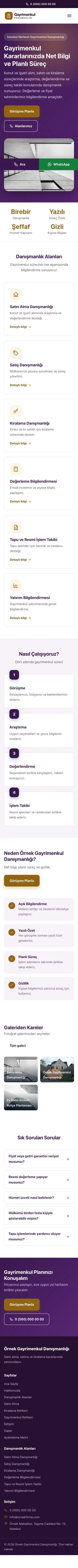 Klasik Mor Turuncu – Emlak Danışmanlığı Web Sitesi mobil görünümü