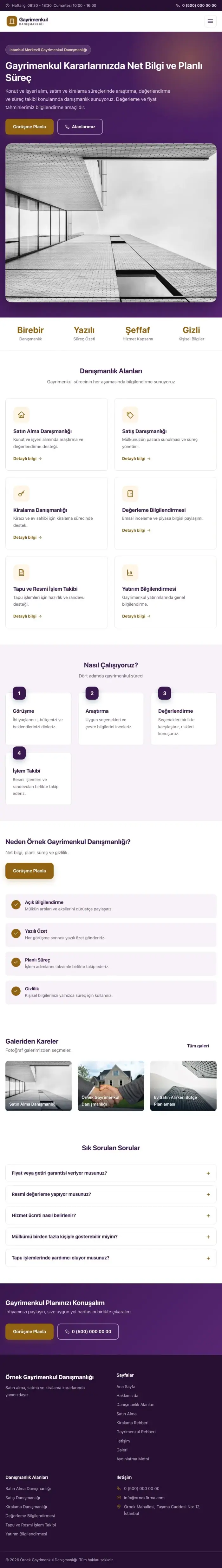 Klasik Mor Turuncu – Emlak Danışmanlığı Web Sitesi tablet görünümü