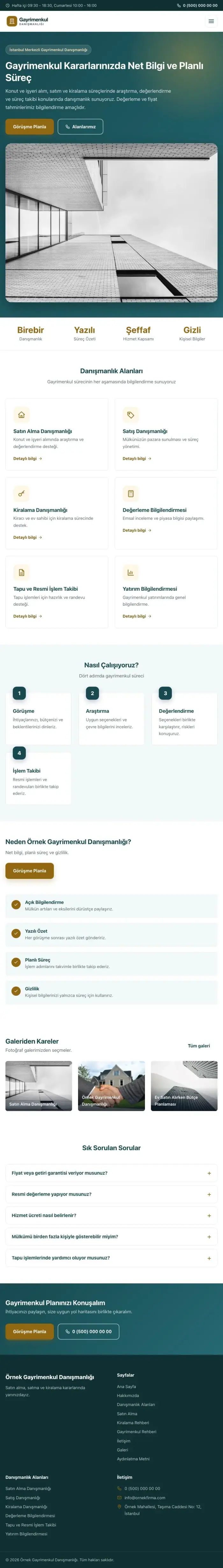Klasik Petrol Amber – Emlak Danışmanlığı Web Sitesi tablet görünümü