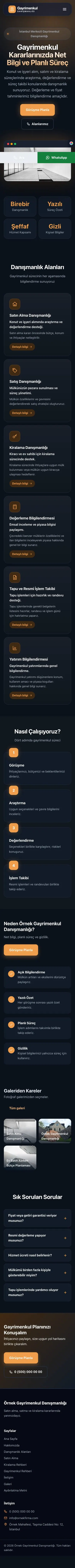 Koyu Modern Mavi Turuncu – Emlak Danışmanlığı Web Sitesi mobil görünümü