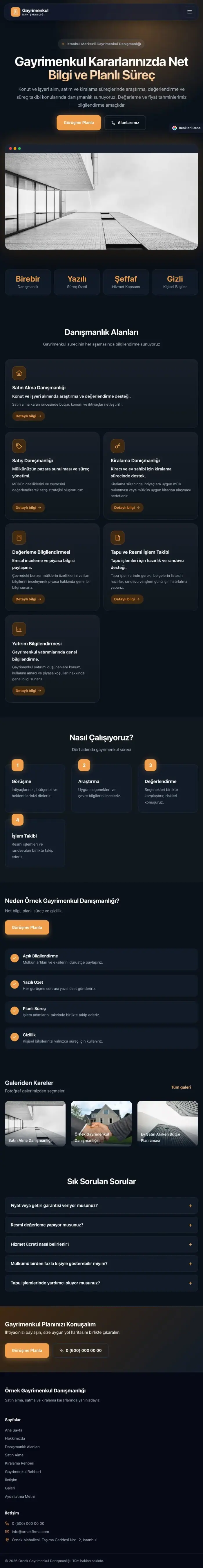 Koyu Modern Mavi Turuncu – Emlak Danışmanlığı Web Sitesi tablet görünümü
