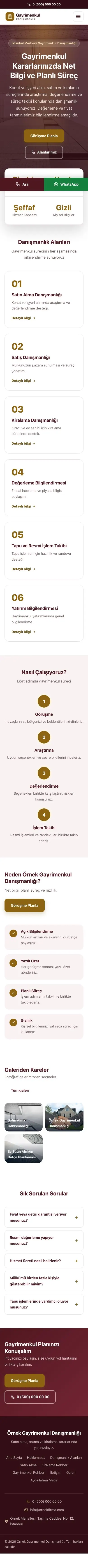 Merkez Bordo Amber – Emlak Danışmanlığı Web Sitesi mobil görünümü