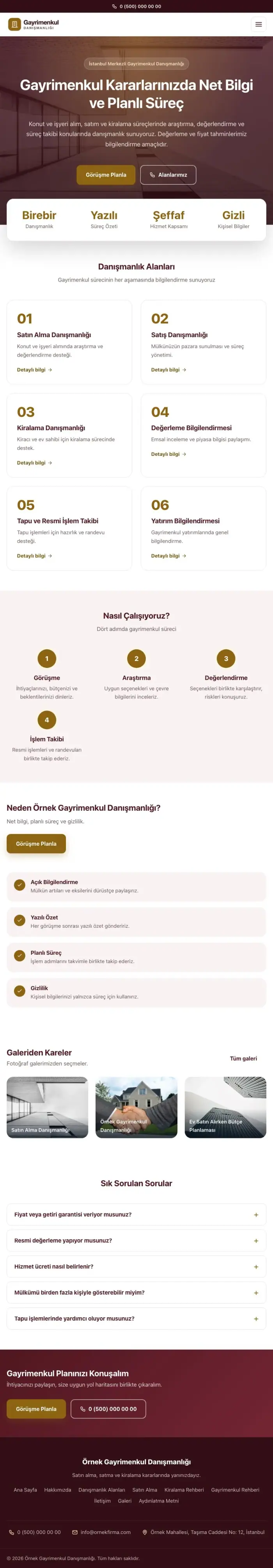 Merkez Bordo Amber – Emlak Danışmanlığı Web Sitesi tablet görünümü