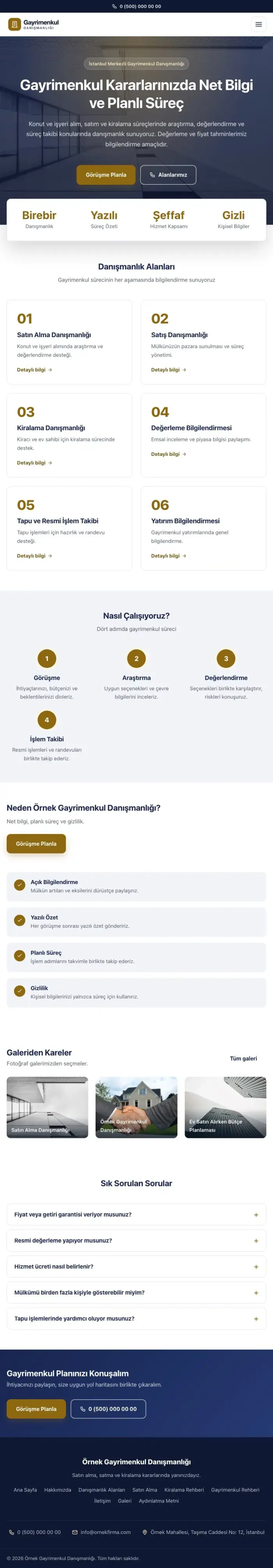 Merkez Lacivert Amber – Emlak Danışmanlığı Web Sitesi tablet görünümü