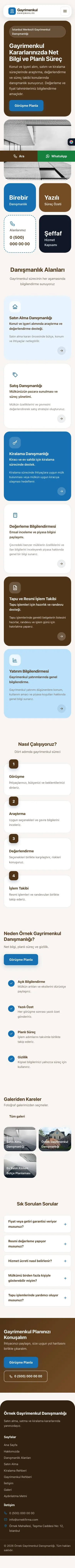 Mozaik Kahve Mavi – Emlak Danışmanlığı Web Sitesi mobil görünümü