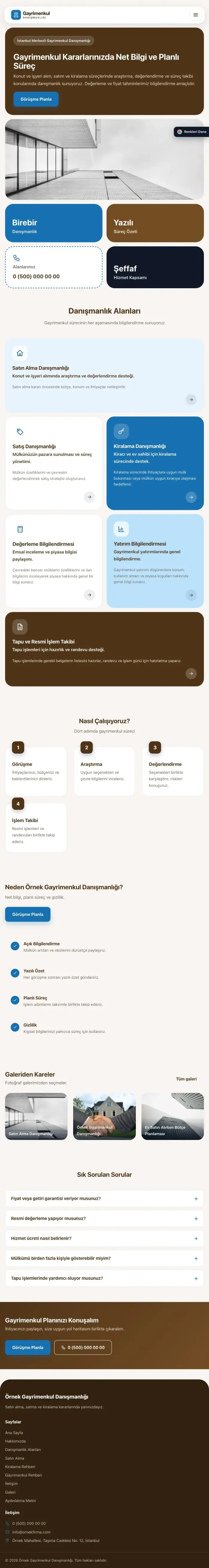Mozaik Kahve Mavi – Emlak Danışmanlığı Web Sitesi tablet görünümü