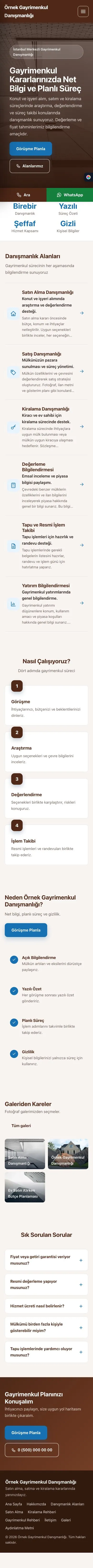 Sol Menü Kahve Mavi – Emlak Danışmanlığı Web Sitesi mobil görünümü