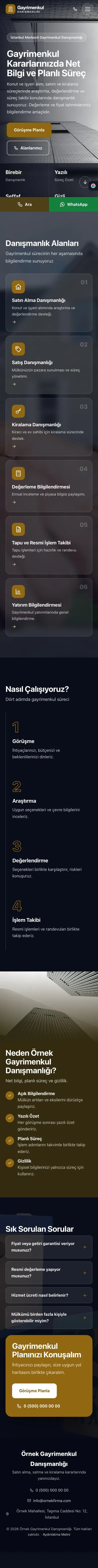 Tam Ekran Kahve Amber – Emlak Danışmanlığı Web Sitesi mobil görünümü