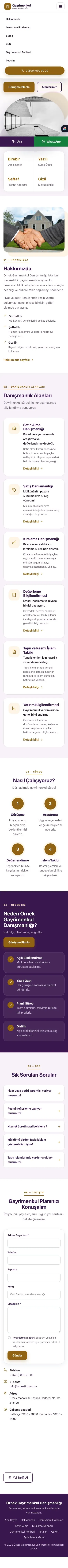 Tek Sayfa Mor Turuncu – Emlak Danışmanlığı Web Sitesi mobil görünümü