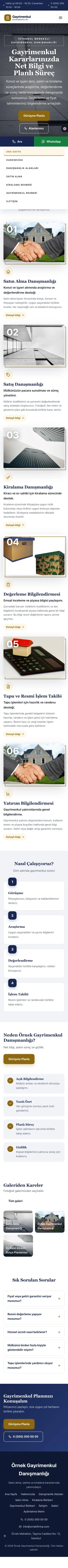 Zigzag Lacivert Amber – Emlak Danışmanlığı Web Sitesi mobil görünümü