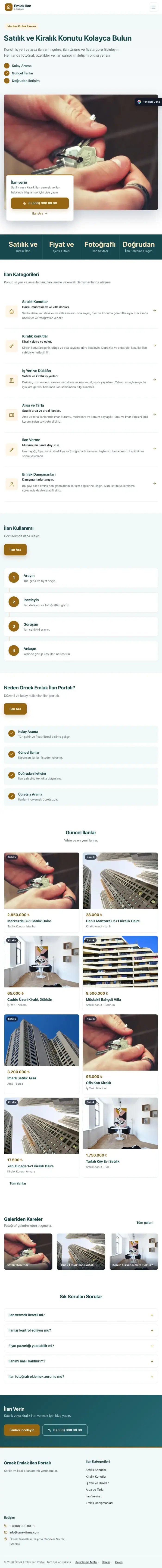 Bölünmüş Petrol Turuncu – Emlak İlan Portalı Web Sitesi tablet görünümü